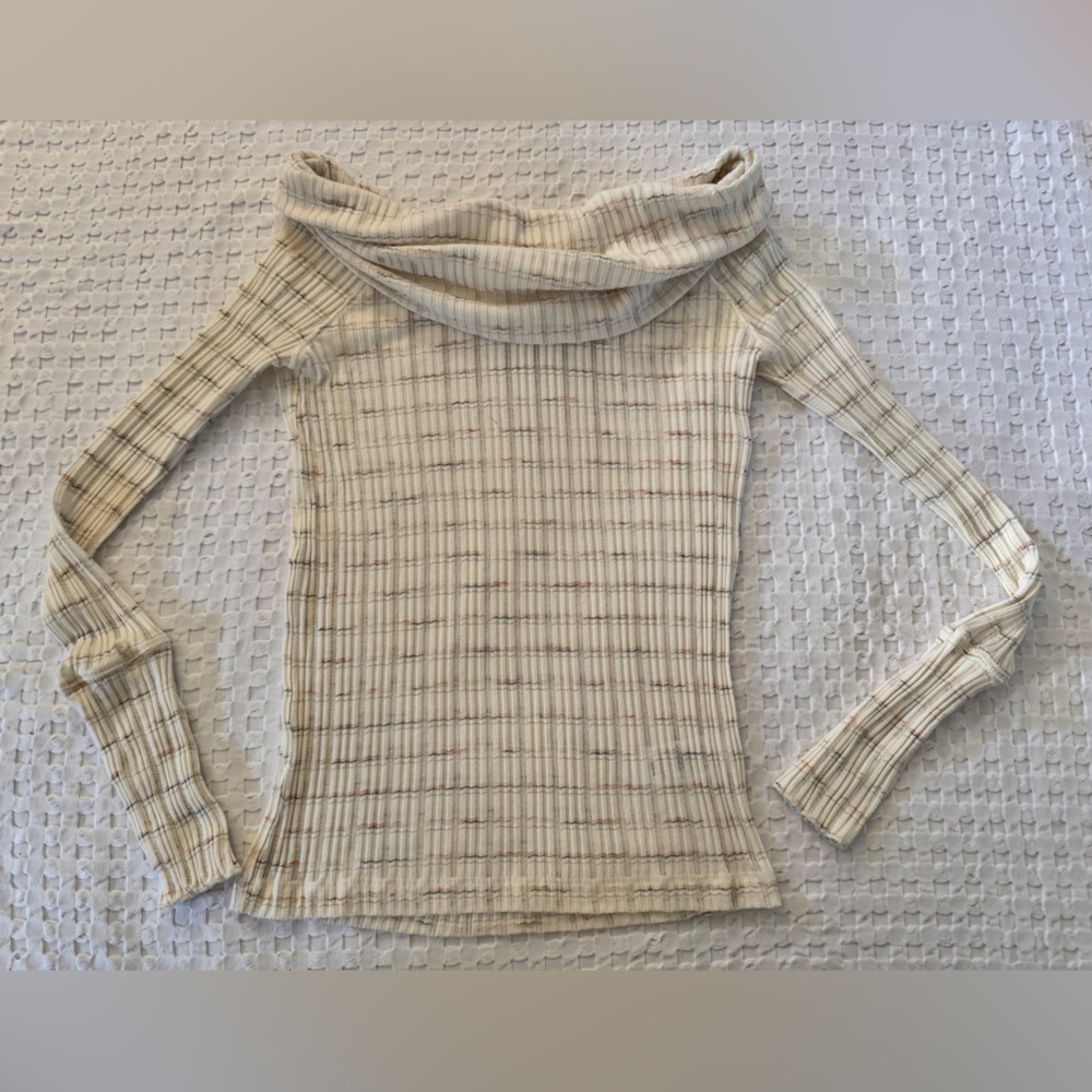 Free People We The Free Snowbunny Off The Shoulder Top Metallic Stripe Womens L - Picture 2 of 6